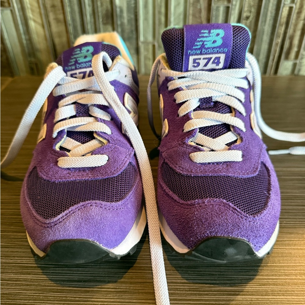 New Balance 574 Purple and White Sneakers